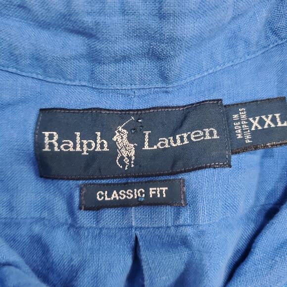 Ralph Lauren Shirt Mens 2XL Blue Classic Fit Short Sleeve Button Down Pony Logo - Picture 3 of 7